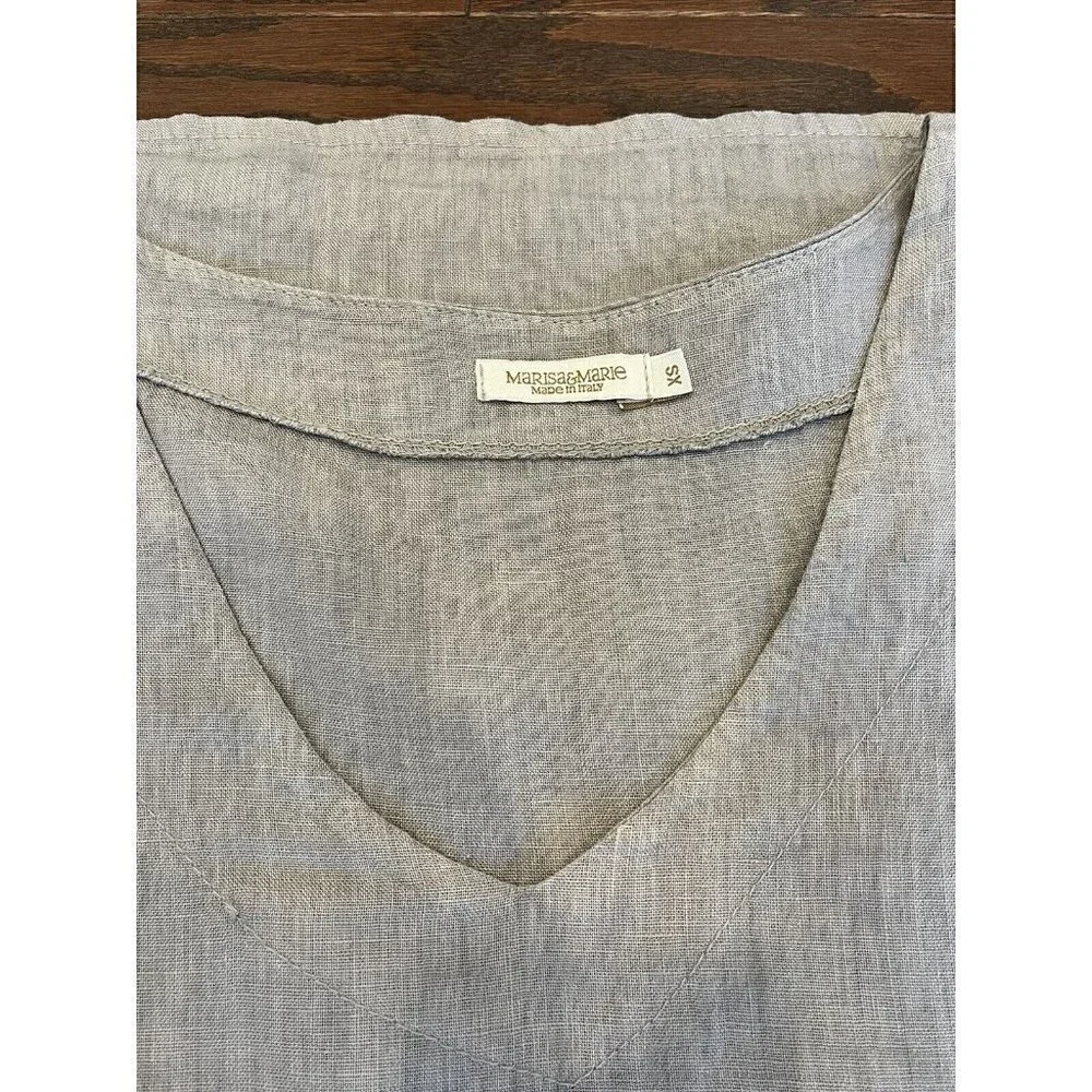 MARISA & MARIE Italian Gray 100% Linen Dress Shift Women's XS Casual Minimalist - Picture 4 of 10